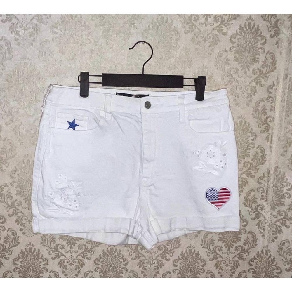 Hollister Co. hco White USA American Women's Shorts DIY Upcycled OOAK Sz. 12/13 - Picture 5 of 6